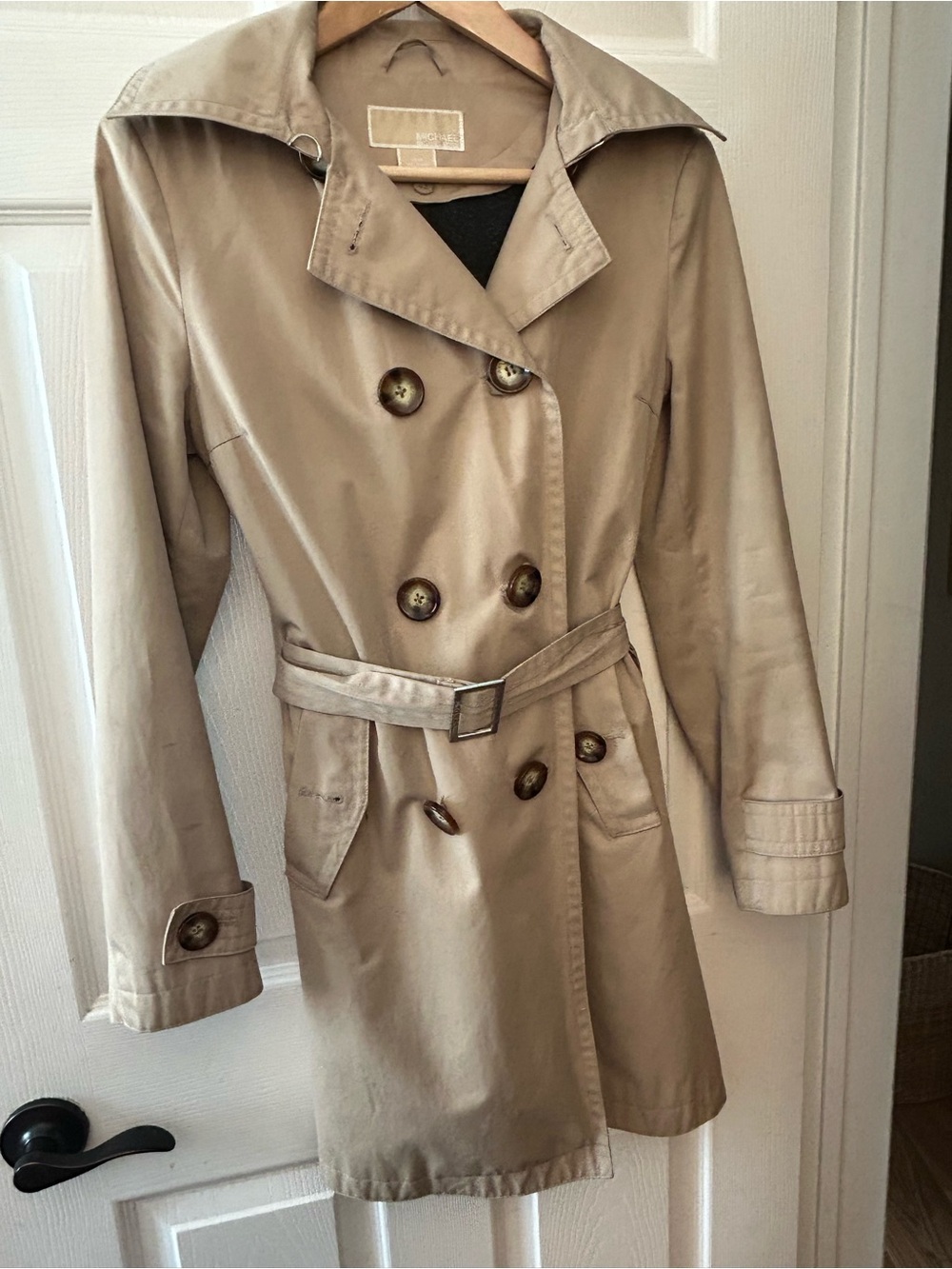 Michael Kors Beige Double-Breasted Trench Coat with winter liner